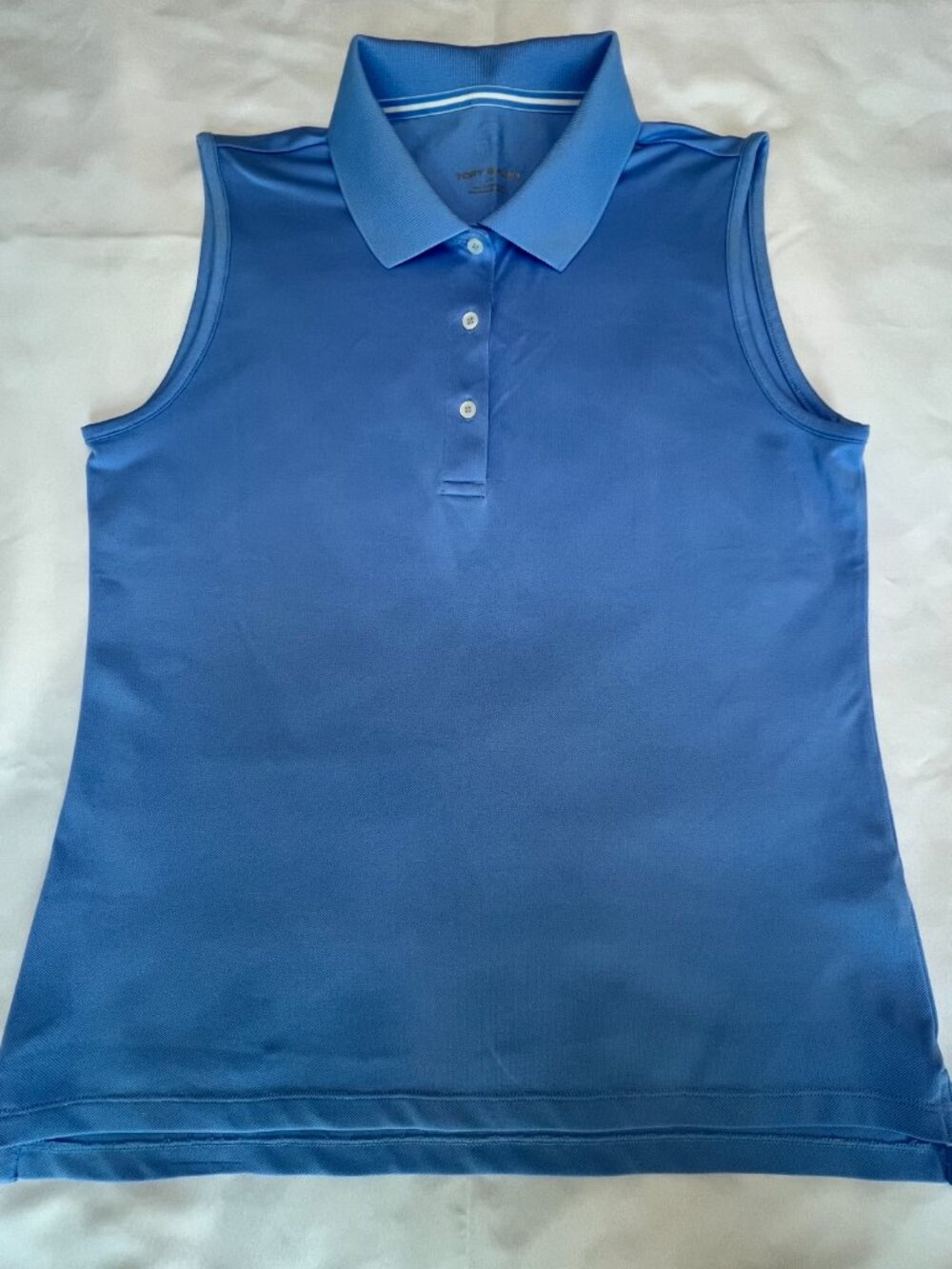 Tory Sport Blue Performance Sleeveless Collared Polo Size Large Nautical Preppy